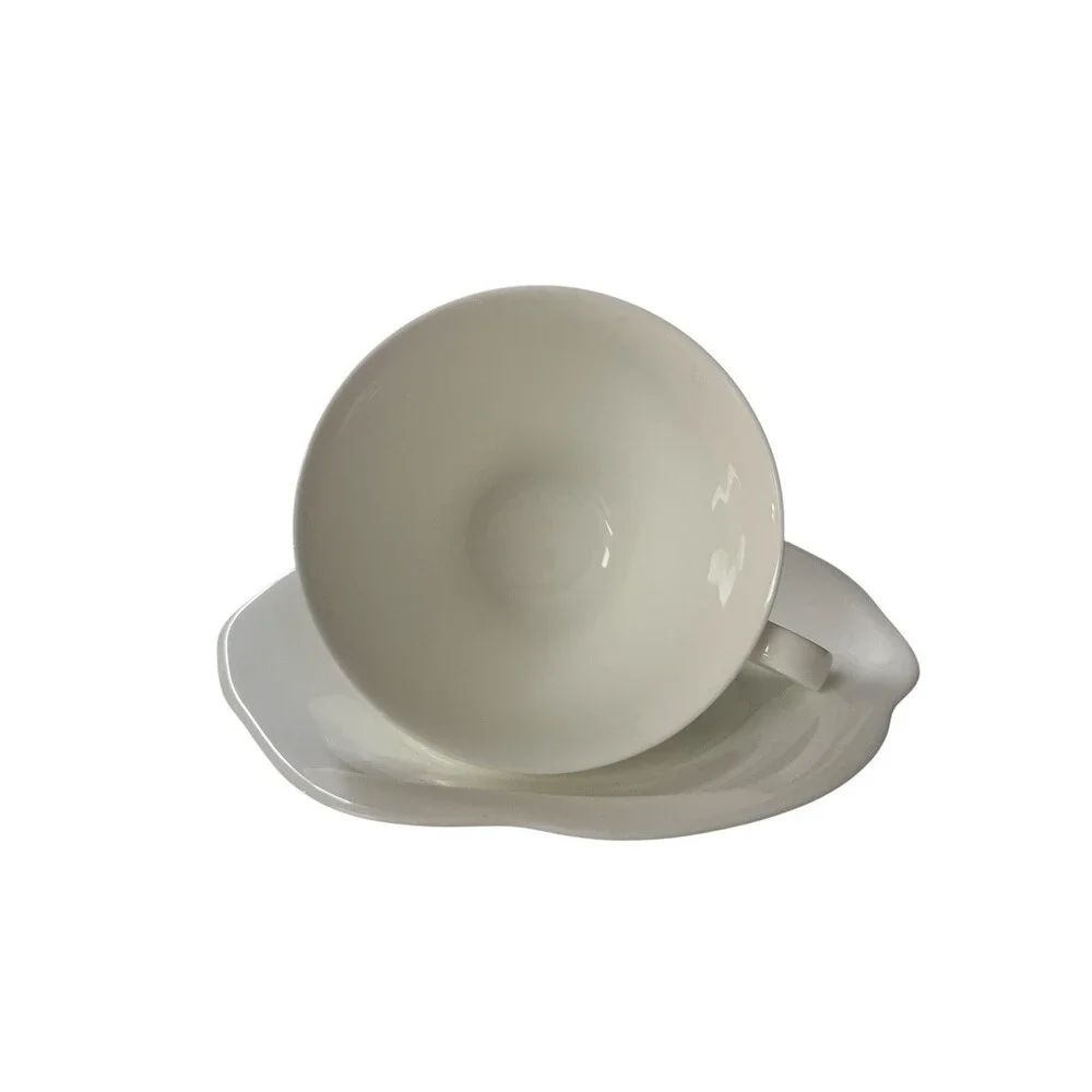 Villeroy  Boch Mira Cup Saucer White Porcelain Germany Classic Nancy Meyers